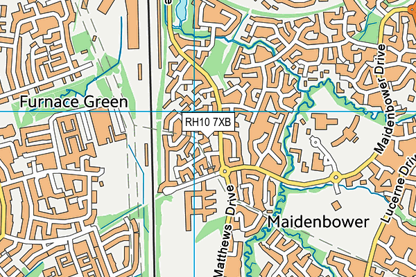 RH10 7XB map - OS VectorMap District (Ordnance Survey)