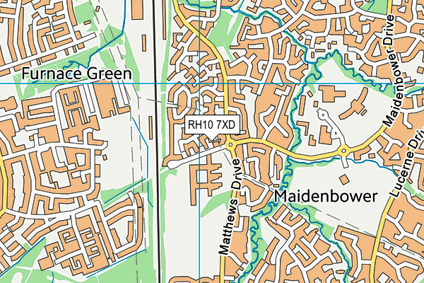 RH10 7XD map - OS VectorMap District (Ordnance Survey)