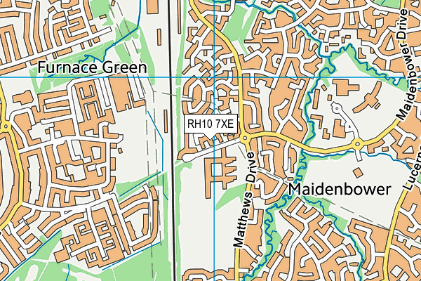 RH10 7XE map - OS VectorMap District (Ordnance Survey)