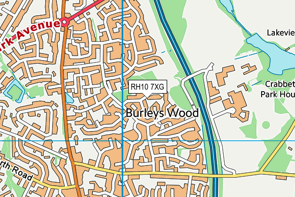 RH10 7XG map - OS VectorMap District (Ordnance Survey)