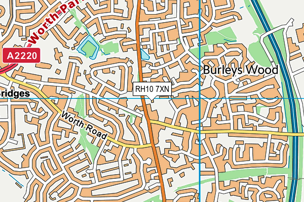 RH10 7XN map - OS VectorMap District (Ordnance Survey)