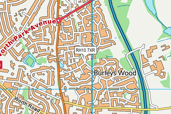 RH10 7XR map - OS VectorMap District (Ordnance Survey)