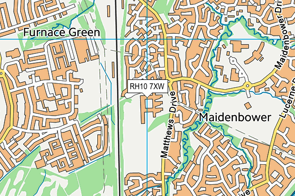 RH10 7XW map - OS VectorMap District (Ordnance Survey)