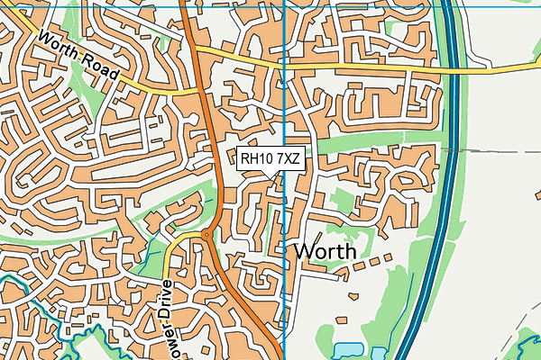RH10 7XZ map - OS VectorMap District (Ordnance Survey)