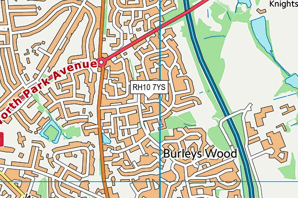 RH10 7YS map - OS VectorMap District (Ordnance Survey)