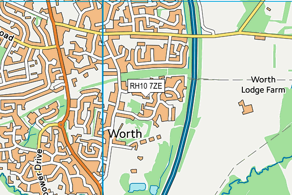 RH10 7ZE map - OS VectorMap District (Ordnance Survey)