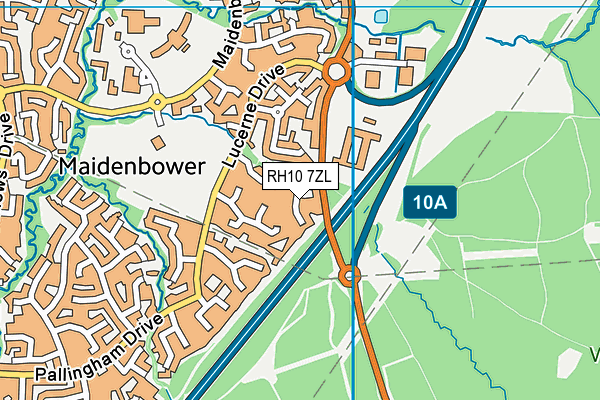 RH10 7ZL map - OS VectorMap District (Ordnance Survey)