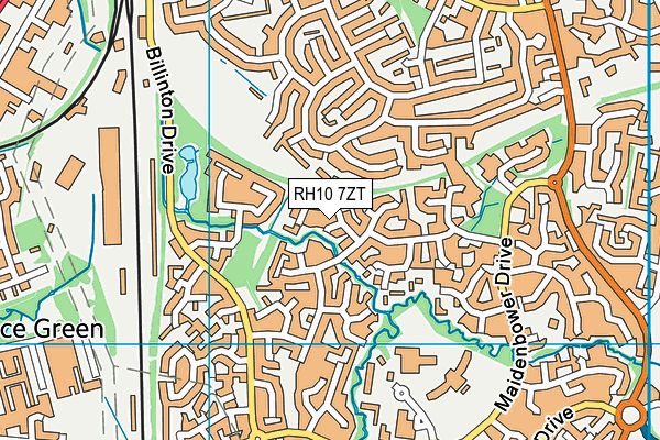 RH10 7ZT map - OS VectorMap District (Ordnance Survey)