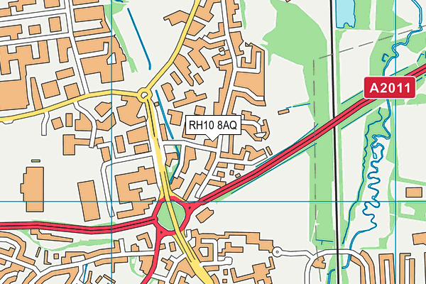 RH10 8AQ map - OS VectorMap District (Ordnance Survey)