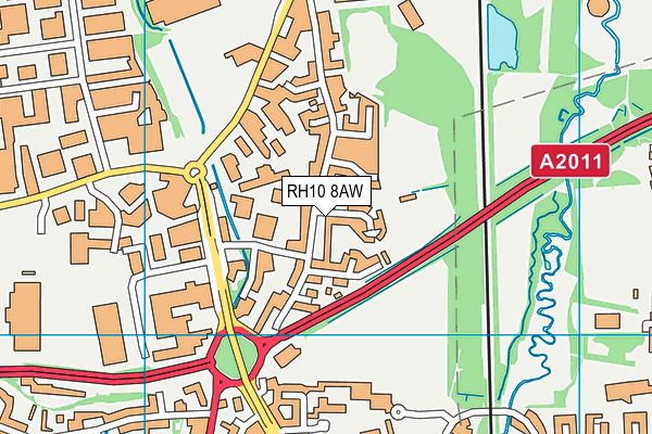 RH10 8AW map - OS VectorMap District (Ordnance Survey)