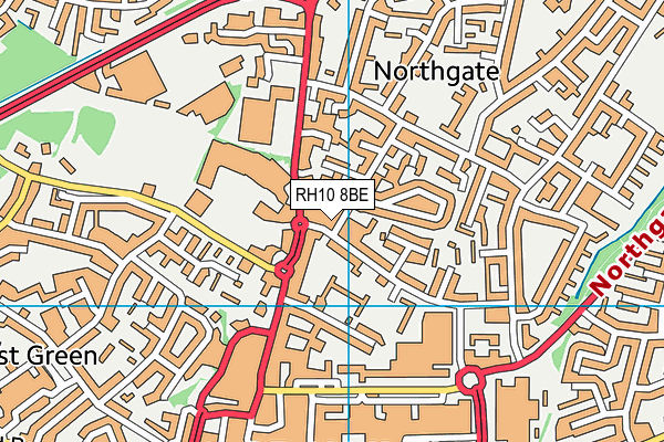 RH10 8BE map - OS VectorMap District (Ordnance Survey)