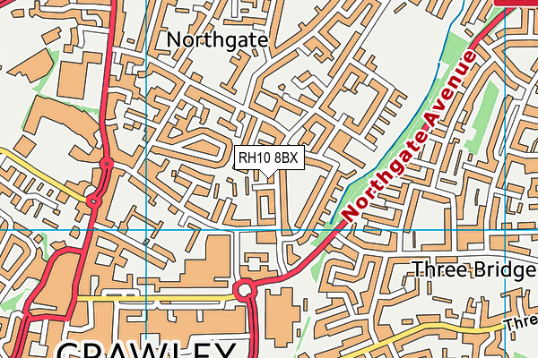 RH10 8BX map - OS VectorMap District (Ordnance Survey)