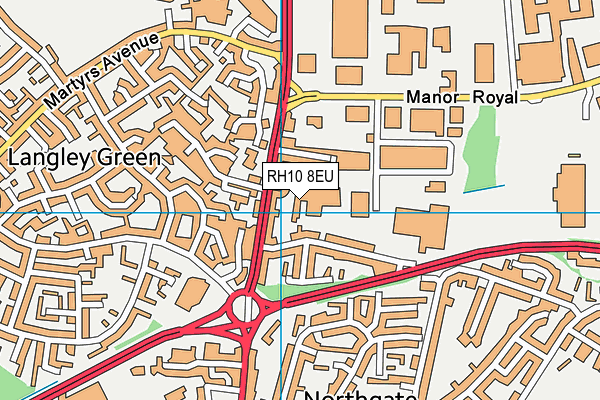 RH10 8EU map - OS VectorMap District (Ordnance Survey)