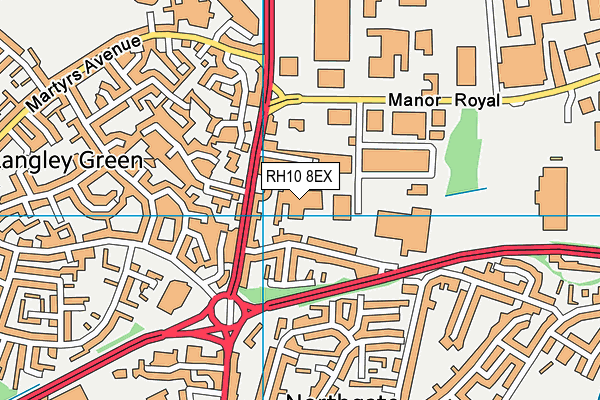 RH10 8EX map - OS VectorMap District (Ordnance Survey)