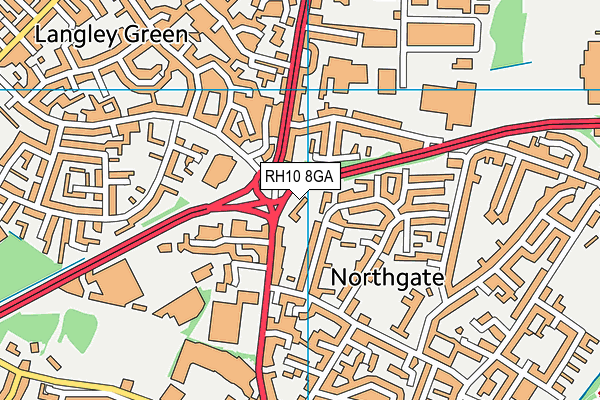 RH10 8GA map - OS VectorMap District (Ordnance Survey)