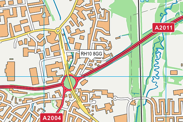 RH10 8GG map - OS VectorMap District (Ordnance Survey)