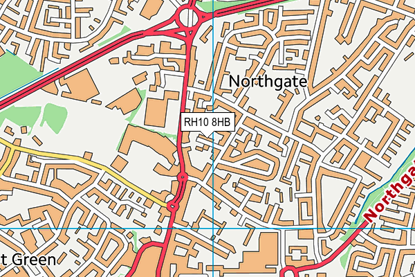RH10 8HB map - OS VectorMap District (Ordnance Survey)