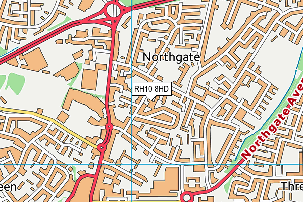 RH10 8HD map - OS VectorMap District (Ordnance Survey)