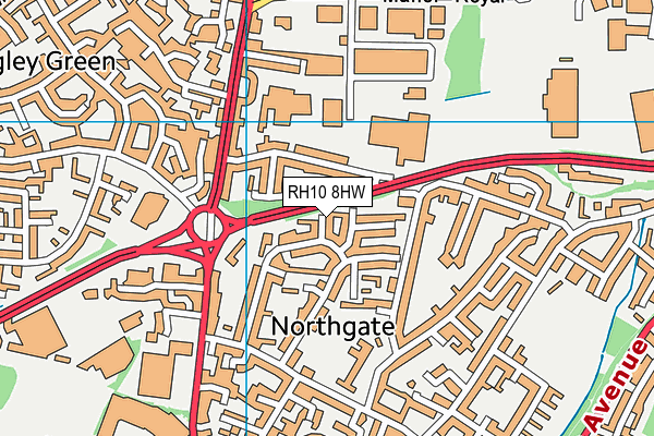 RH10 8HW map - OS VectorMap District (Ordnance Survey)