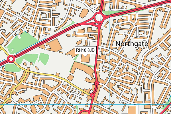 RH10 8JD map - OS VectorMap District (Ordnance Survey)