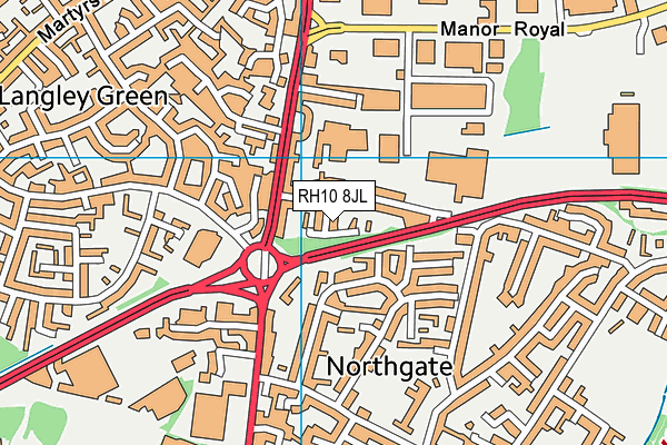 RH10 8JL map - OS VectorMap District (Ordnance Survey)