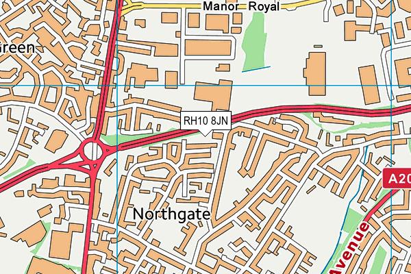 RH10 8JN map - OS VectorMap District (Ordnance Survey)