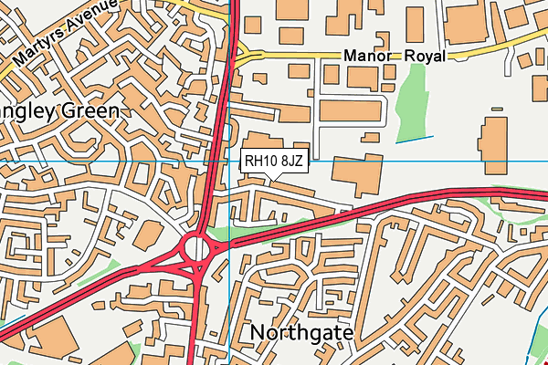 RH10 8JZ map - OS VectorMap District (Ordnance Survey)