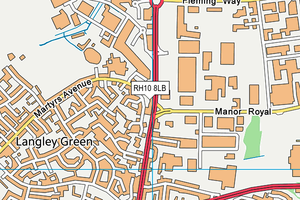 RH10 8LB map - OS VectorMap District (Ordnance Survey)