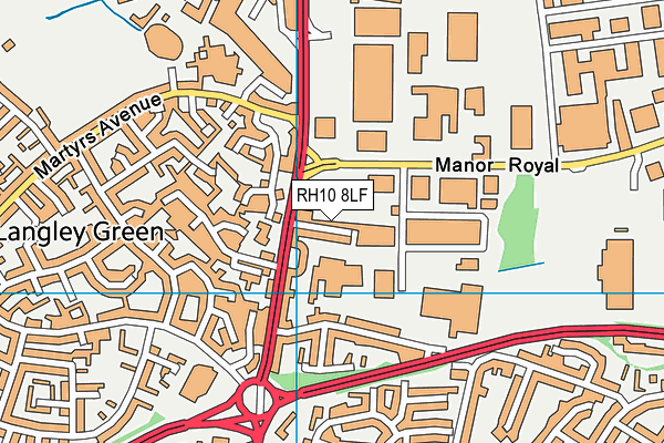 RH10 8LF map - OS VectorMap District (Ordnance Survey)