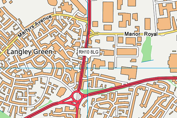RH10 8LG map - OS VectorMap District (Ordnance Survey)