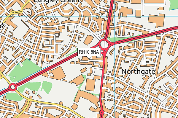 RH10 8NA map - OS VectorMap District (Ordnance Survey)