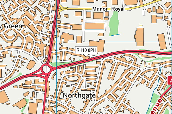 RH10 8PH map - OS VectorMap District (Ordnance Survey)