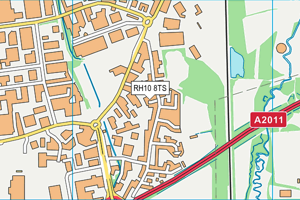 RH10 8TS map - OS VectorMap District (Ordnance Survey)