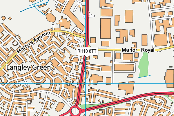 RH10 8TT map - OS VectorMap District (Ordnance Survey)