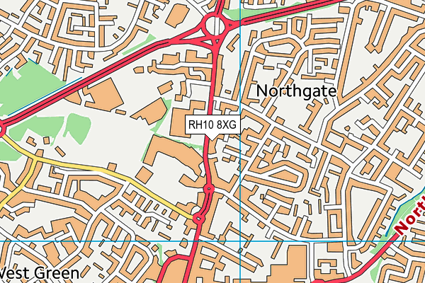 RH10 8XG map - OS VectorMap District (Ordnance Survey)