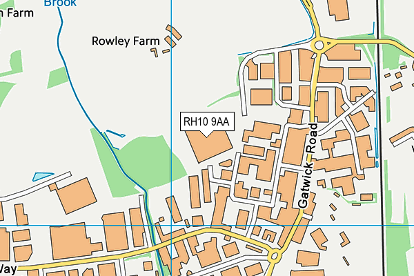 RH10 9AA map - OS VectorMap District (Ordnance Survey)