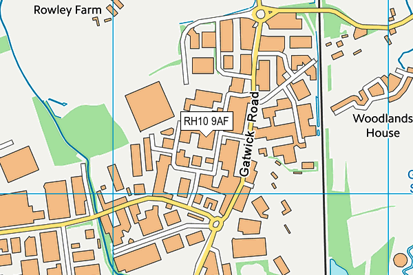 RH10 9AF map - OS VectorMap District (Ordnance Survey)
