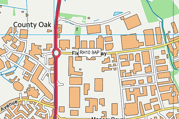 RH10 9AP map - OS VectorMap District (Ordnance Survey)