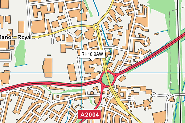RH10 9AW map - OS VectorMap District (Ordnance Survey)