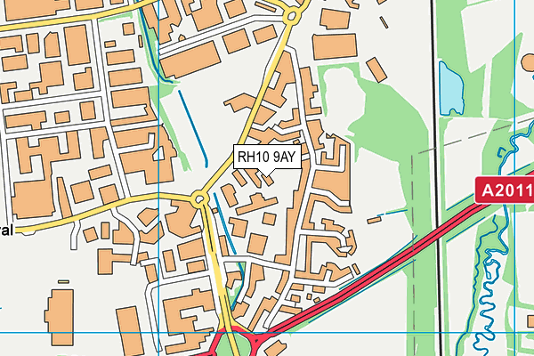 RH10 9AY map - OS VectorMap District (Ordnance Survey)