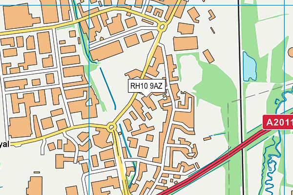 RH10 9AZ map - OS VectorMap District (Ordnance Survey)