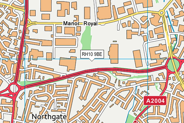 RH10 9BE map - OS VectorMap District (Ordnance Survey)