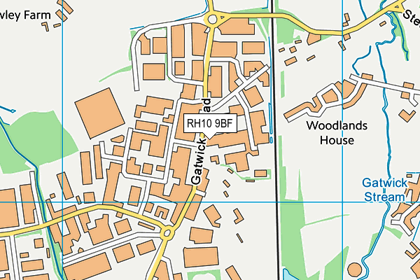 RH10 9BF map - OS VectorMap District (Ordnance Survey)