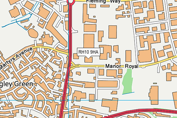 RH10 9HA map - OS VectorMap District (Ordnance Survey)