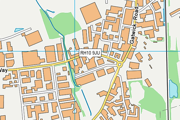 RH10 9JU map - OS VectorMap District (Ordnance Survey)