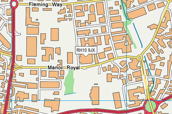 RH10 9JX map - OS VectorMap District (Ordnance Survey)