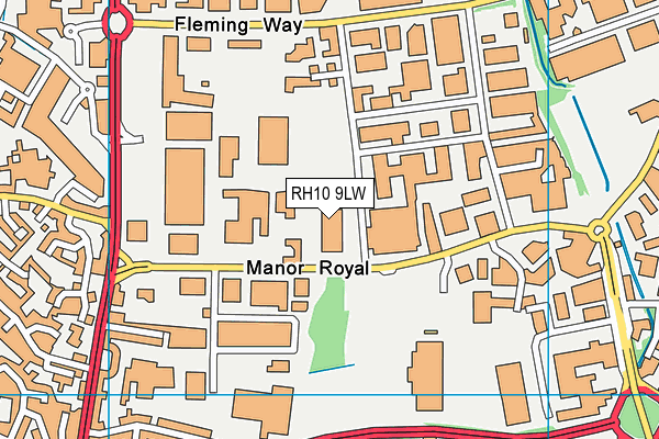 RH10 9LW map - OS VectorMap District (Ordnance Survey)