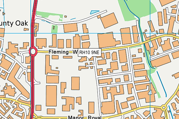 RH10 9NE map - OS VectorMap District (Ordnance Survey)