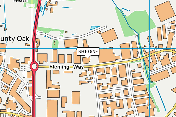 RH10 9NF map - OS VectorMap District (Ordnance Survey)