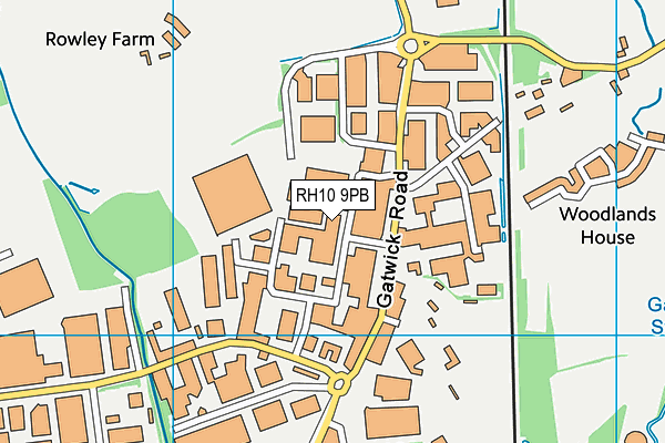 RH10 9PB map - OS VectorMap District (Ordnance Survey)